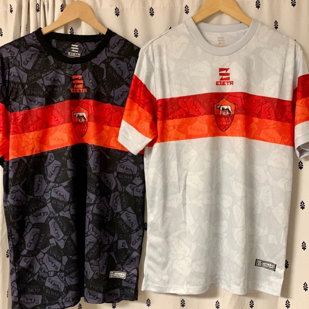 Pair of Roma 8 soccer jerseys